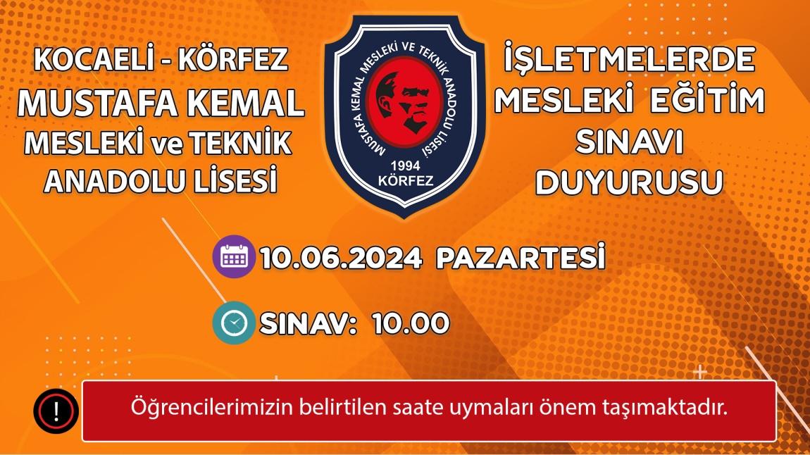 İşletmelerde Mesleki Eğitim Sınavı Duyurusu